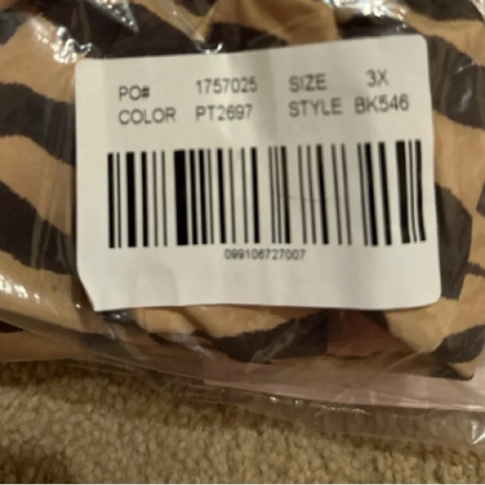 J. Crew Squareneck Bikini Swim Top in Zebra Stripe Cream‎ & Black Sz 3X Plus NEW
